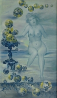 Rannalla istuva nainen (Woman sitting on a shore) 130x78
