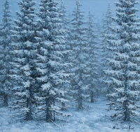 Huurteinen kuusikko (Frosty spruce forest) 95x95